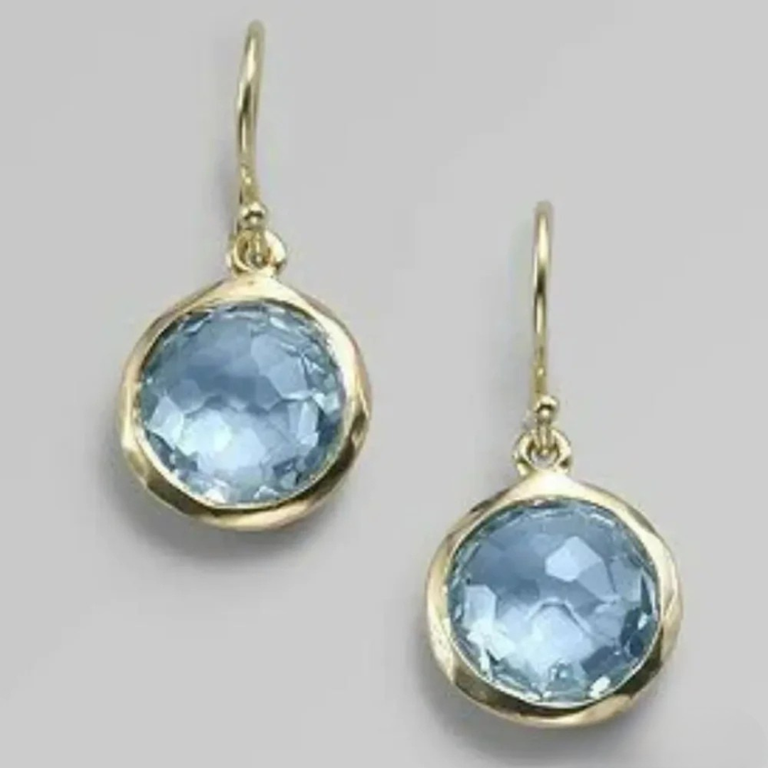 Vintage Blauw Ingelegd Kristal Oorbellen