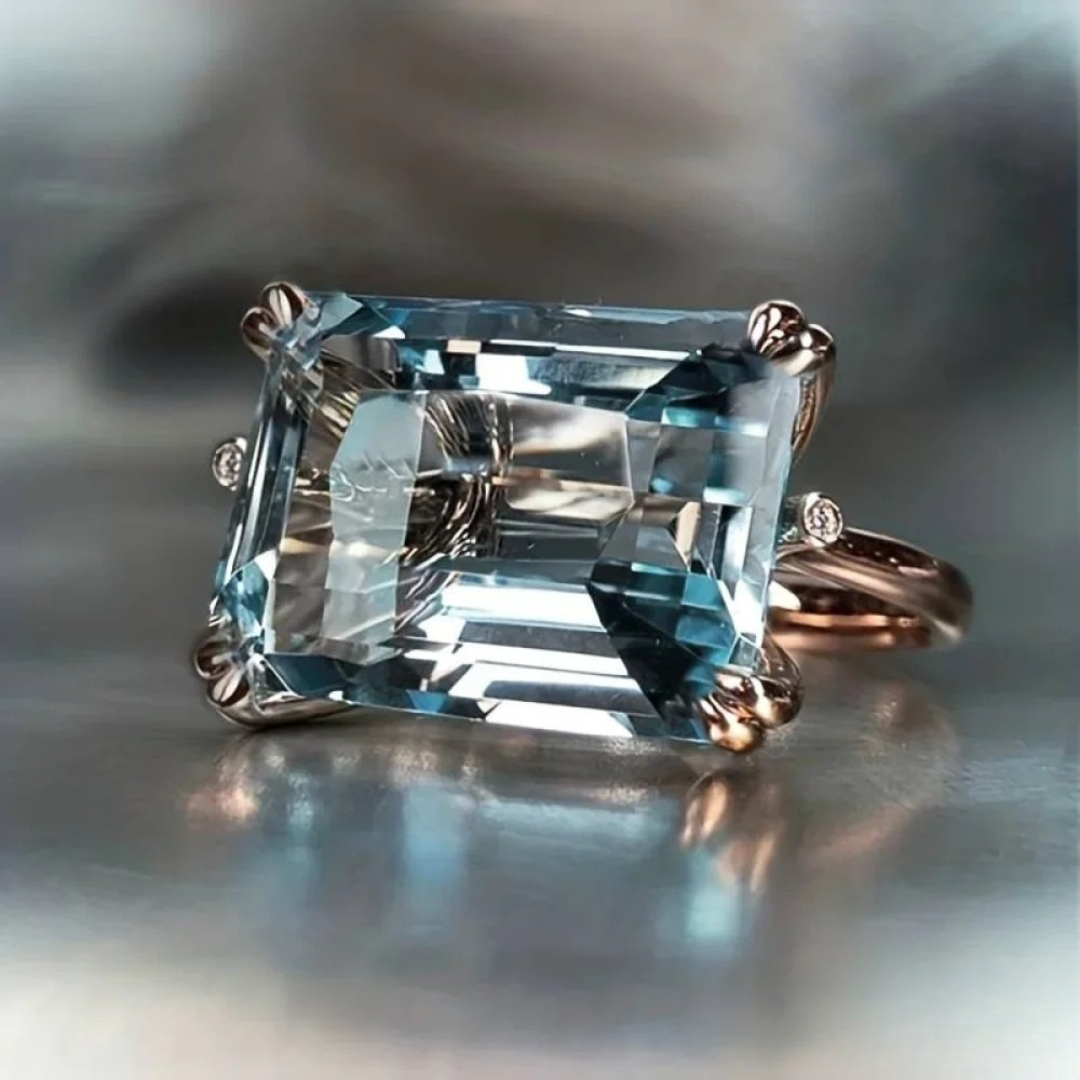 Vintage blauwe zirkonia ring
