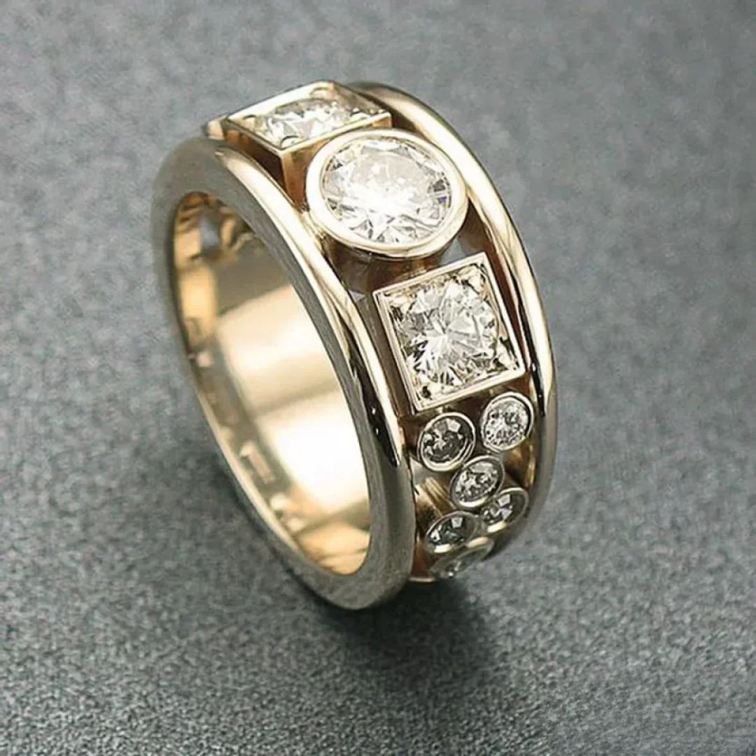 Vintage gouden zirkonia ring