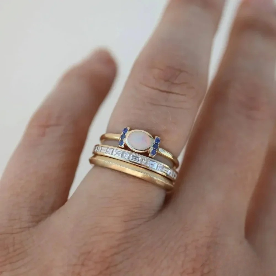 Vintage Gouden Opaal Ringen Set