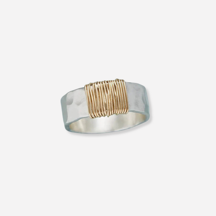 Vintage Gouden Draad Zilveren Ring