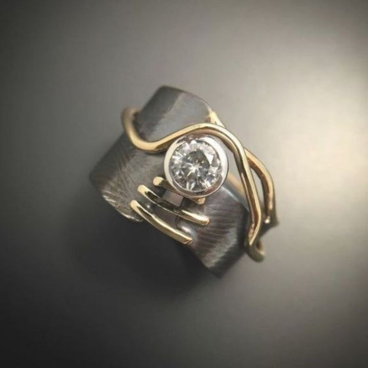 Zirconium Ring in Verouderd Zilver