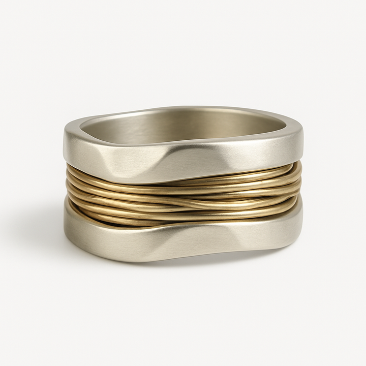 Zilveren Gouden Draden Ring