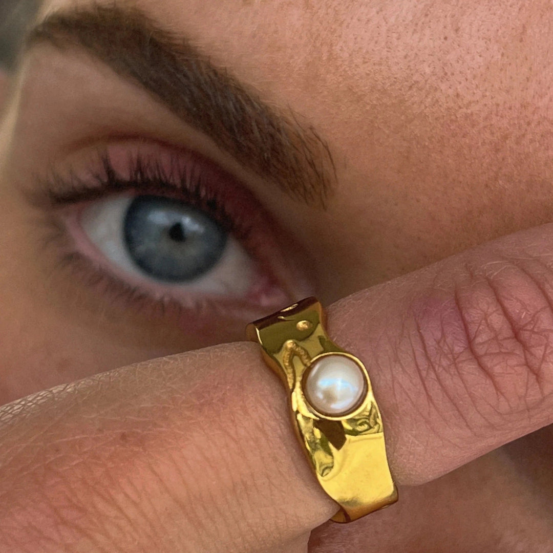 Vintage Natuurlijke Gouden Parel Ring