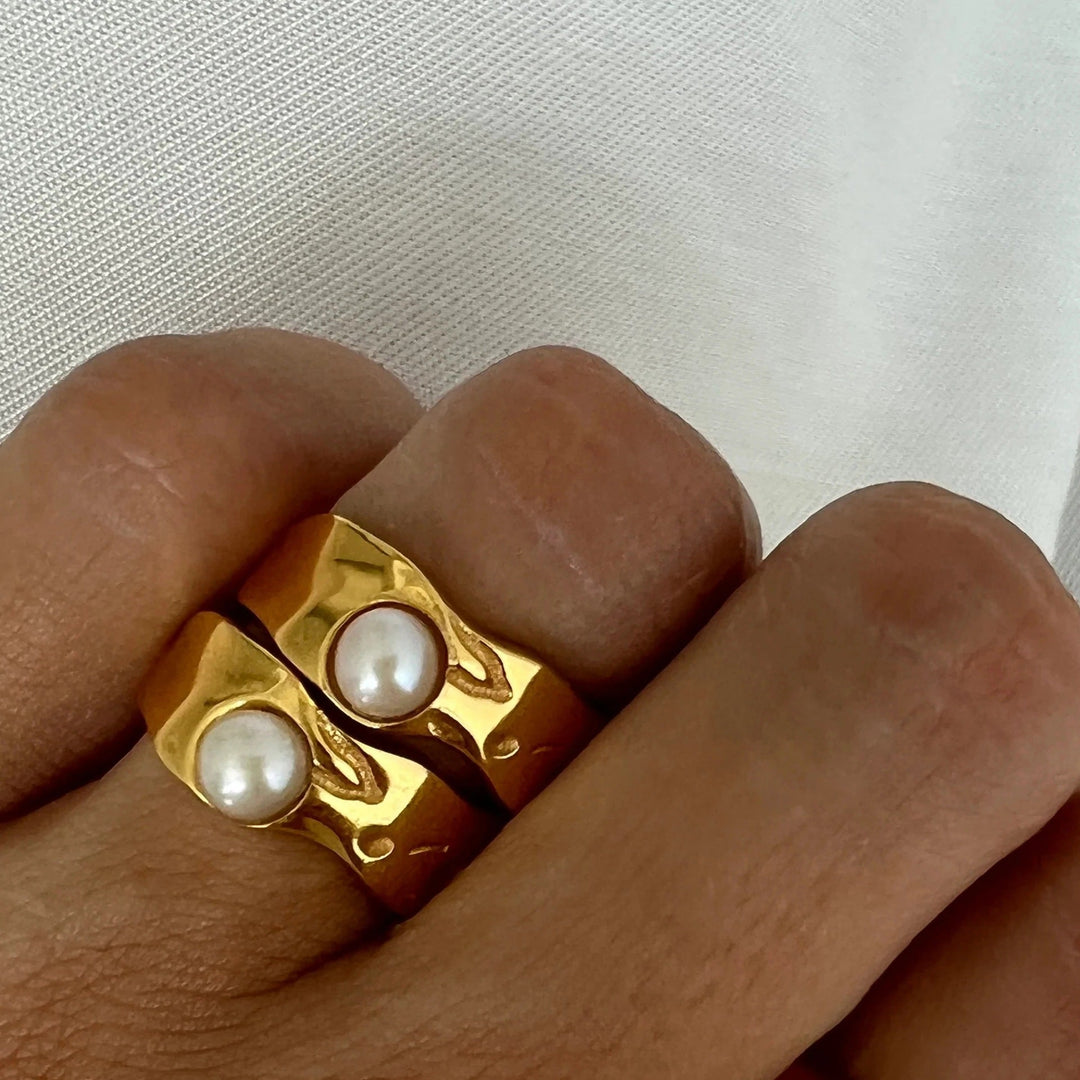 Vintage Natuurlijke Gouden Parel Ring