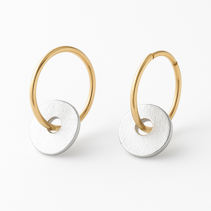 Goud Vergulde Hoops en Verzilverde Oorbellen