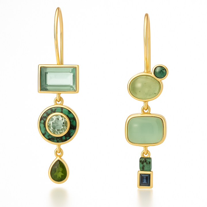 Vintage groene bengelende oorbellen