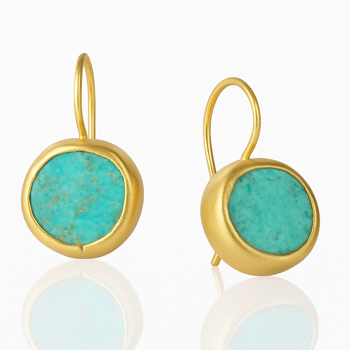 Gouden oorbellen met turquoise steen