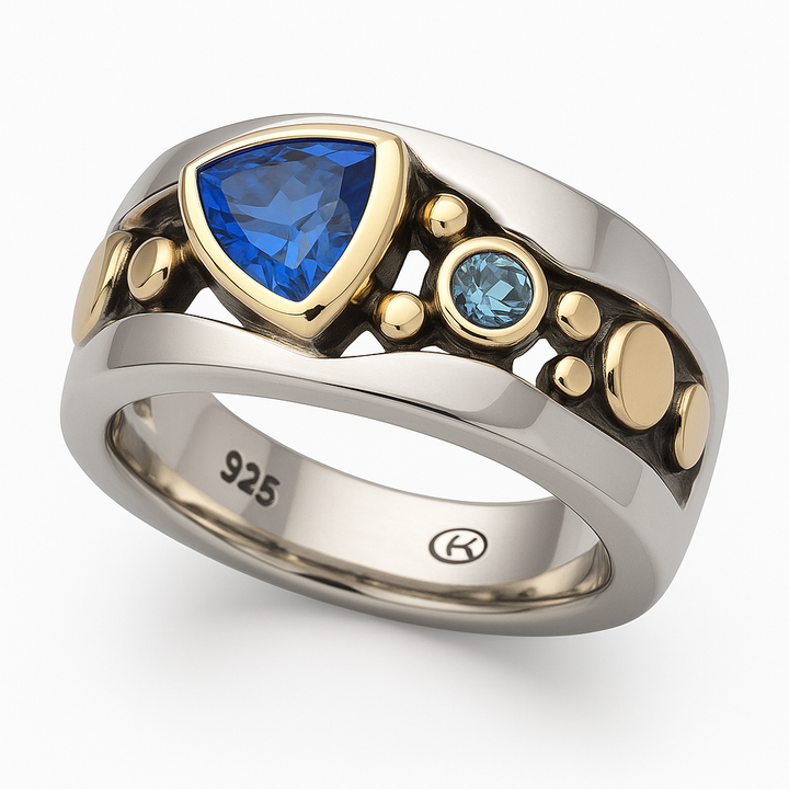 Vintage blauw kristallen ring