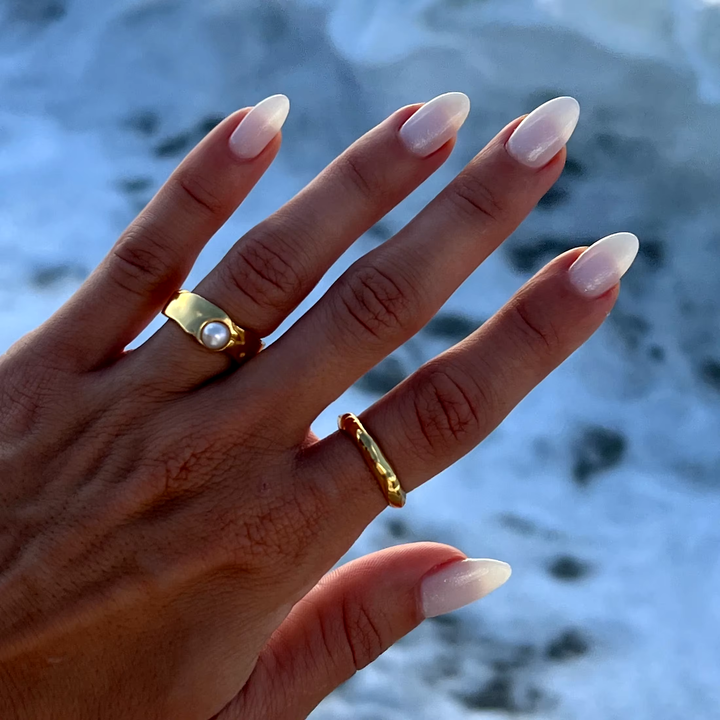 Vintage Natuurlijke Gouden Parelring